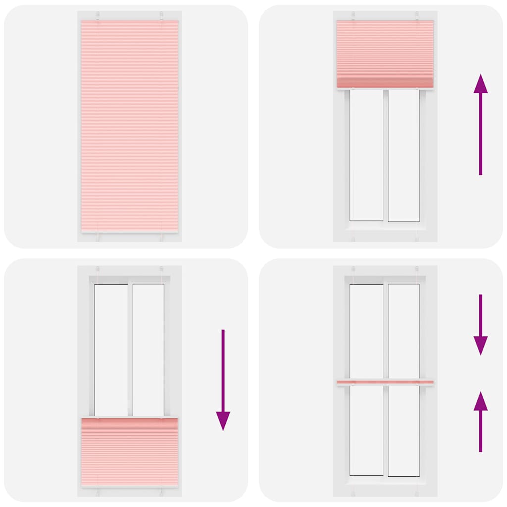 Plissé rolgordijn 100x200 cm stofbreedte 99,4cm polyester roze