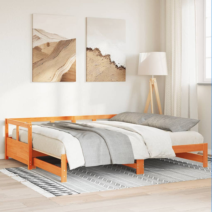 Slaapbank zonder matras 80x200 cm massief grenenhout wasbruin
