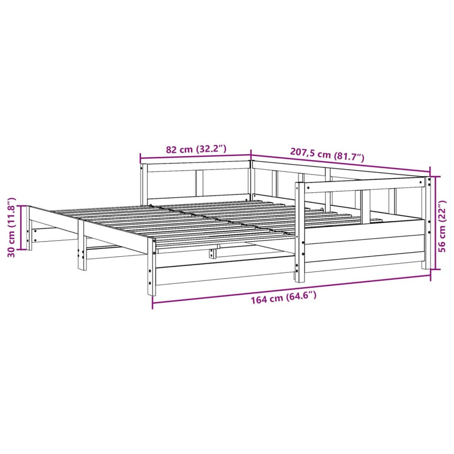 Slaapbank zonder matras 80x200 cm massief grenenhout wasbruin
