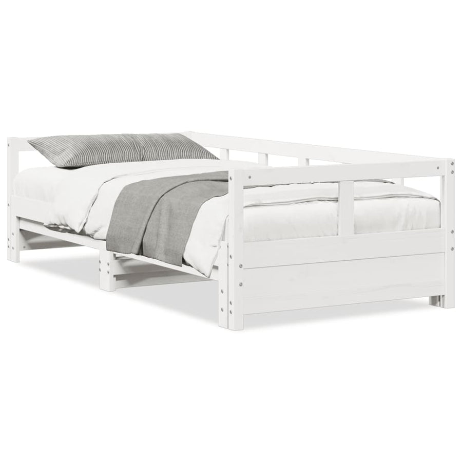 Slaapbank zonder matras 90x200 cm massief grenenhout wit