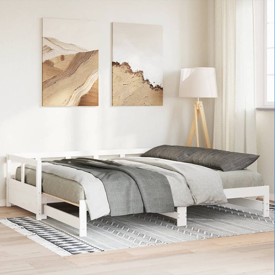 Slaapbank zonder matras 90x200 cm massief grenenhout wit