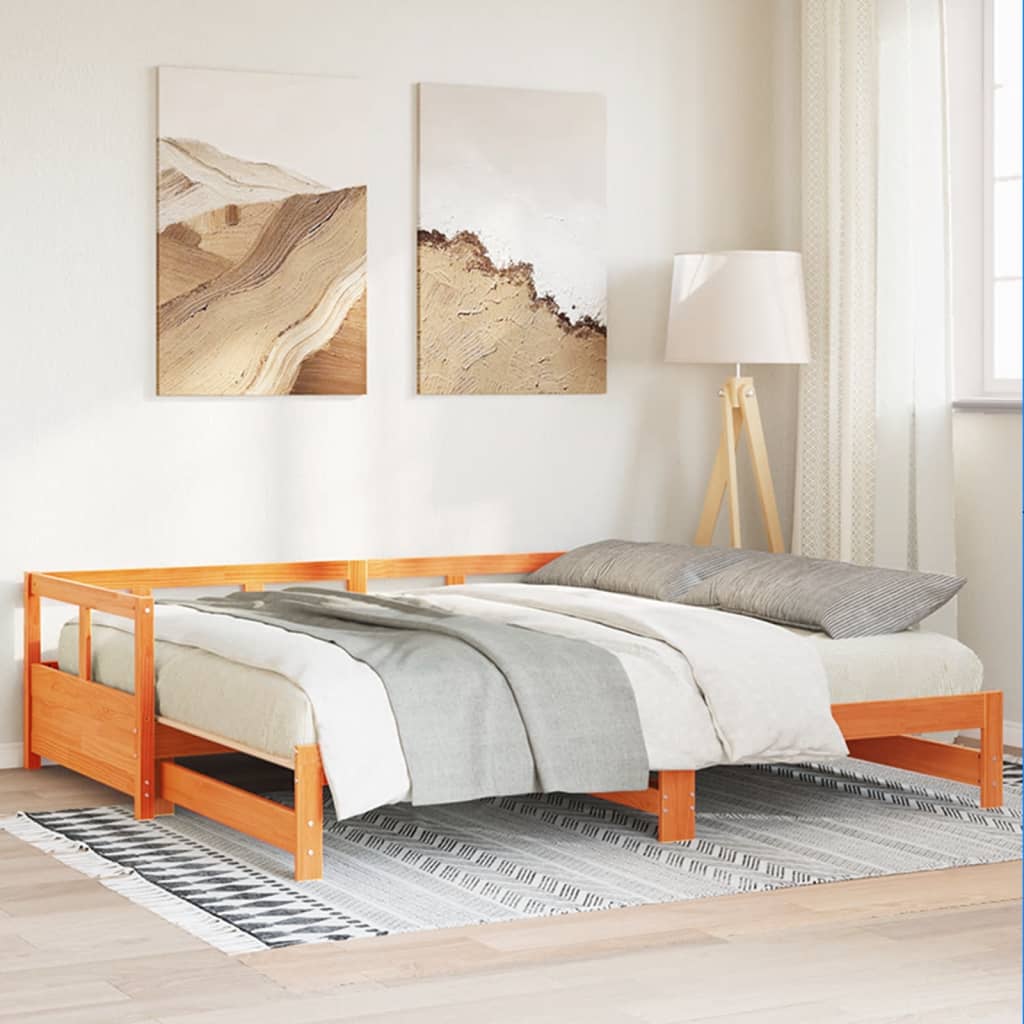 Slaapbank zonder matras 90x200 cm massief grenenhout wasbruin