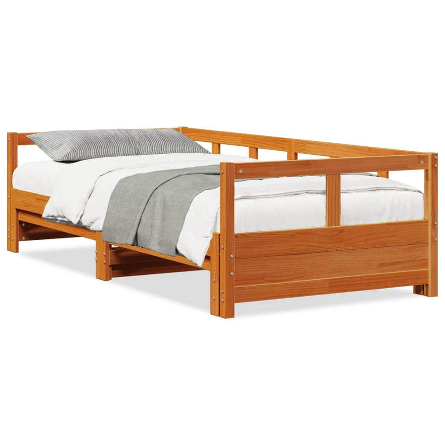 Slaapbank zonder matras 90x190 cm massief grenenhout wasbruin