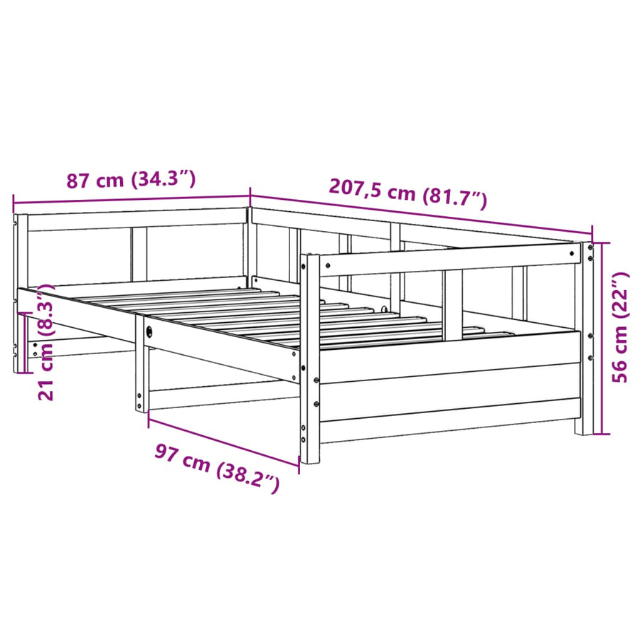 Slaapbank 80x200 cm massief grenenhout wasbruin