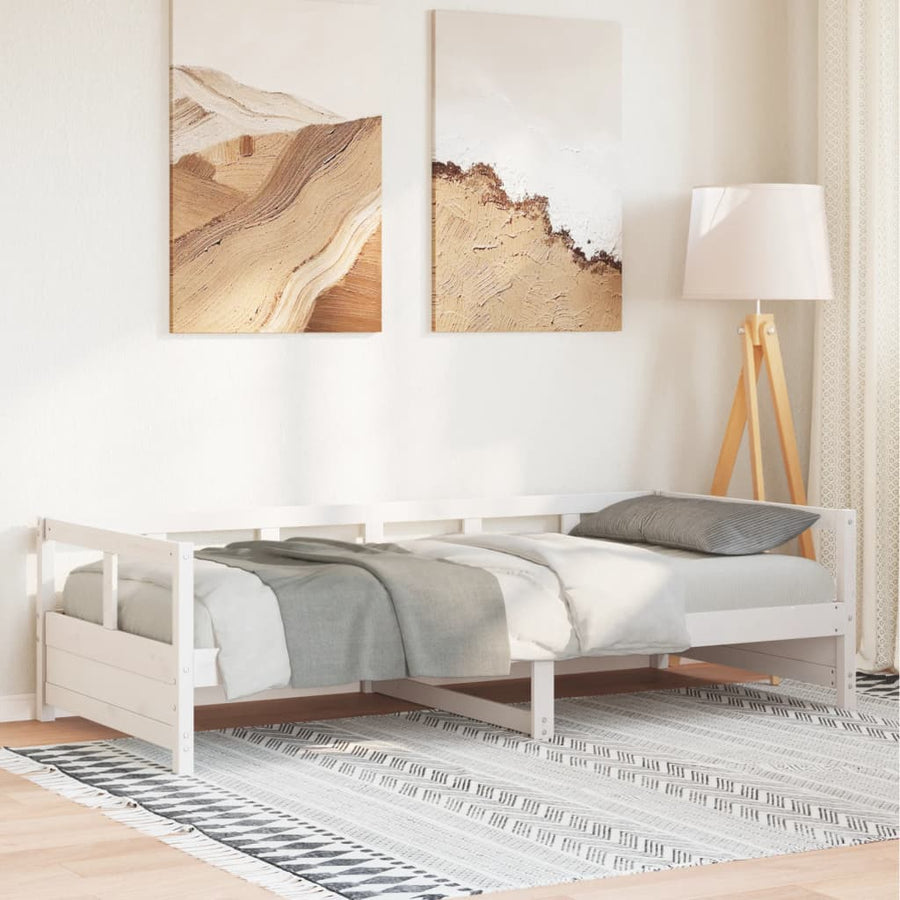 Slaapbank 90x200 cm massief grenenhout wit