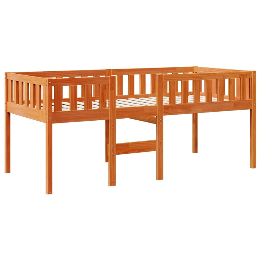 Kinderbed zonder matras massief grenenhout wasbruin 90x200 cm