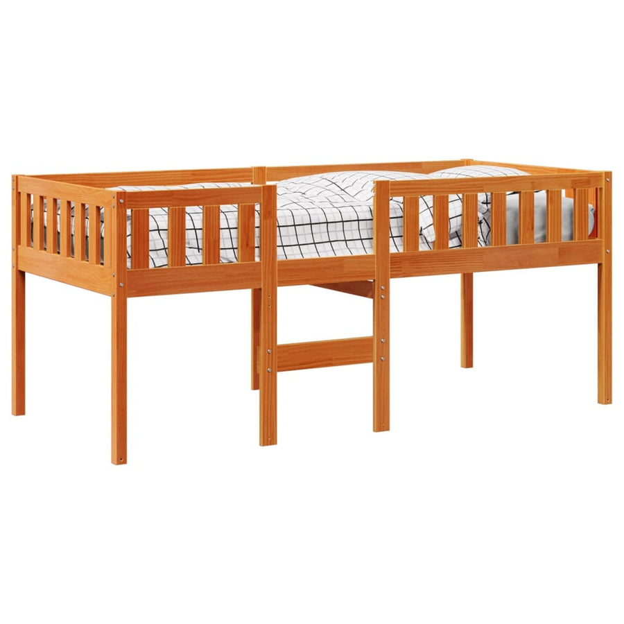 Kinderbed zonder matras massief grenenhout wasbruin 90x200 cm
