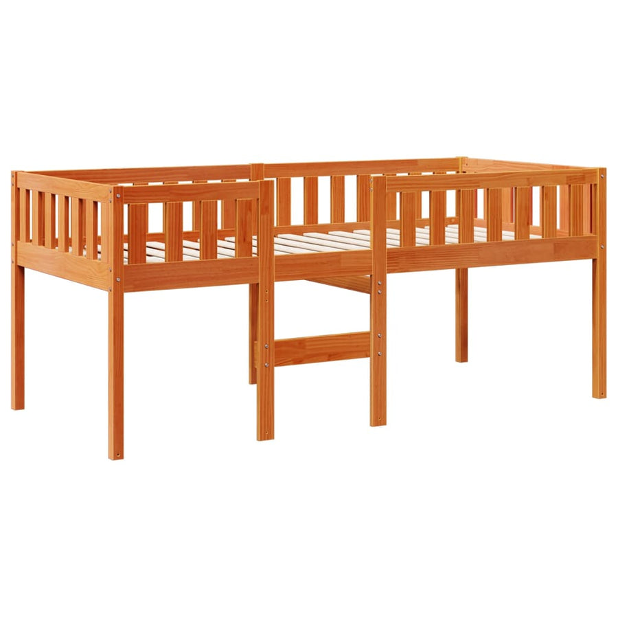 Kinderbed zonder matras massief grenenhout wasbruin 90x190 cm