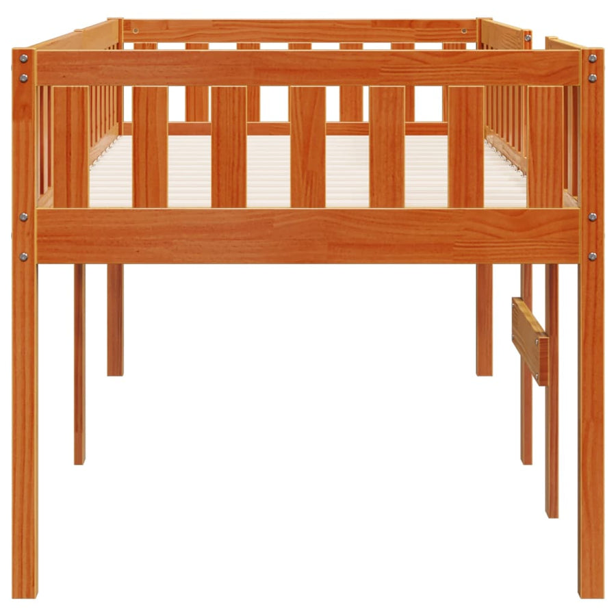 Kinderbed zonder matras massief grenenhout wasbruin 90x190 cm