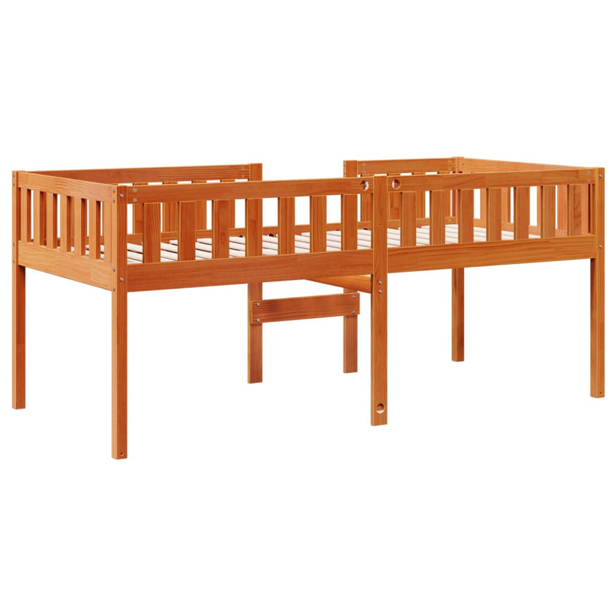 Kinderbed zonder matras massief grenenhout wasbruin 90x190 cm