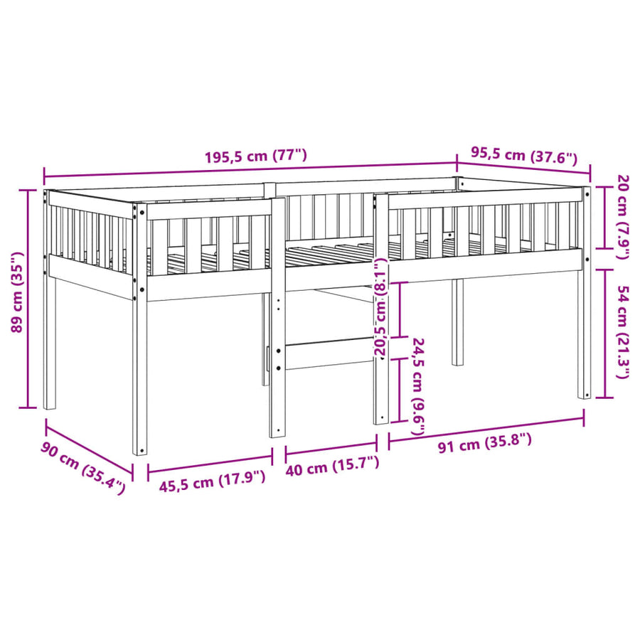 Kinderbed zonder matras massief grenenhout wasbruin 90x190 cm