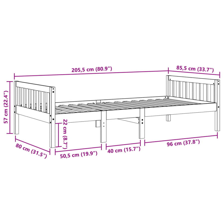 Kinderbed zonder matras massief grenenhout wasbruin 80x200 cm