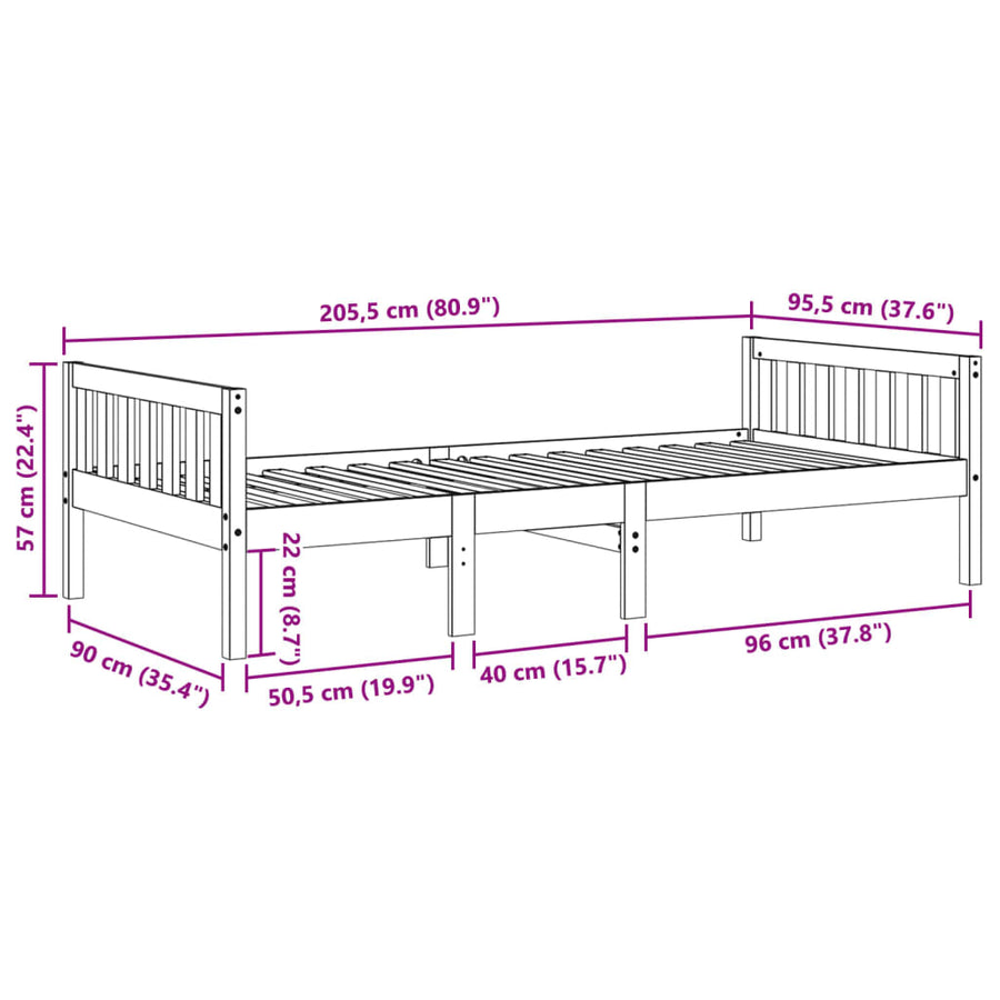 Kinderbed zonder matras massief grenenhout 90x200 cm