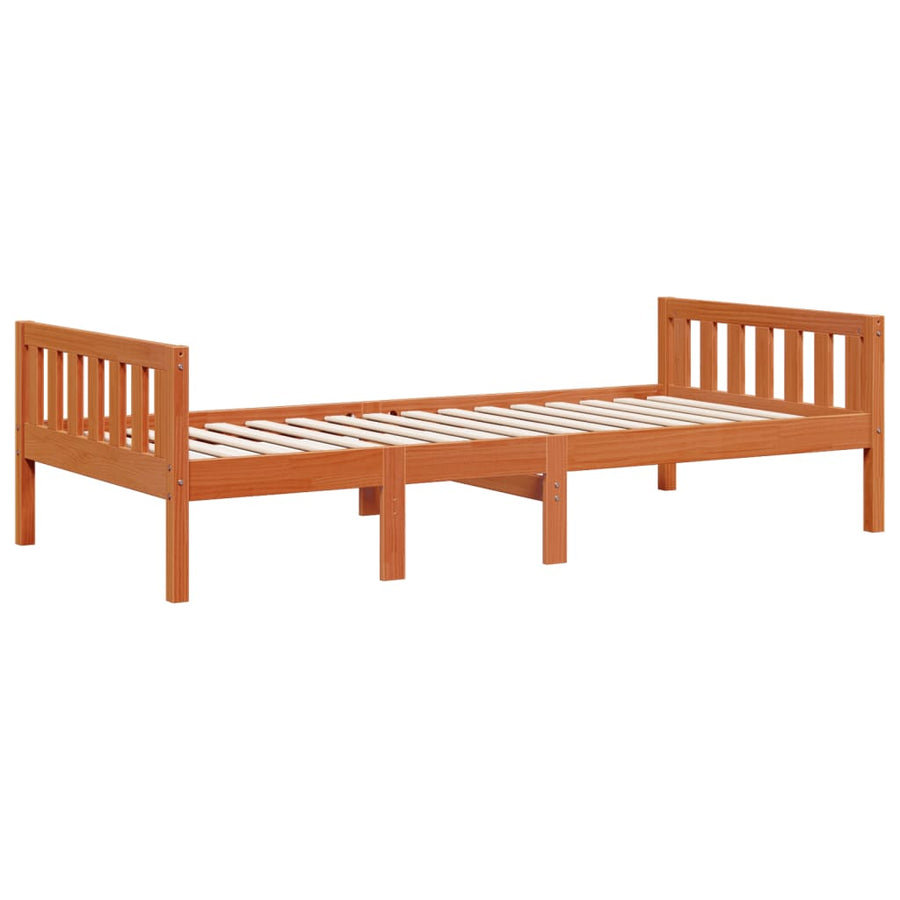 Kinderbed zonder matras massief grenenhout wasbruin 90x200 cm