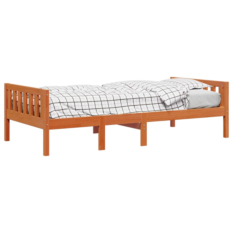 Kinderbed zonder matras massief grenenhout wasbruin 90x200 cm