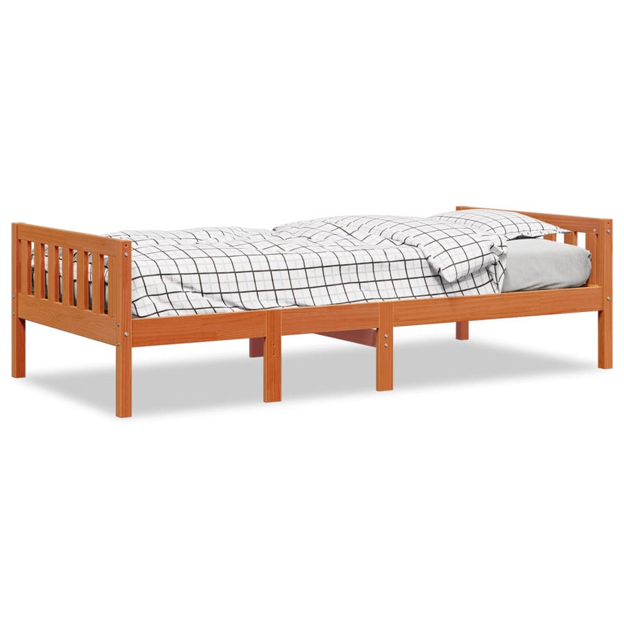 Kinderbed zonder matras massief grenenhout wasbruin 90x190 cm