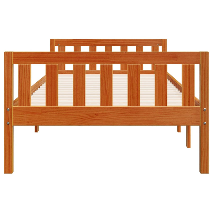 Kinderbed zonder matras massief grenenhout wasbruin 90x190 cm
