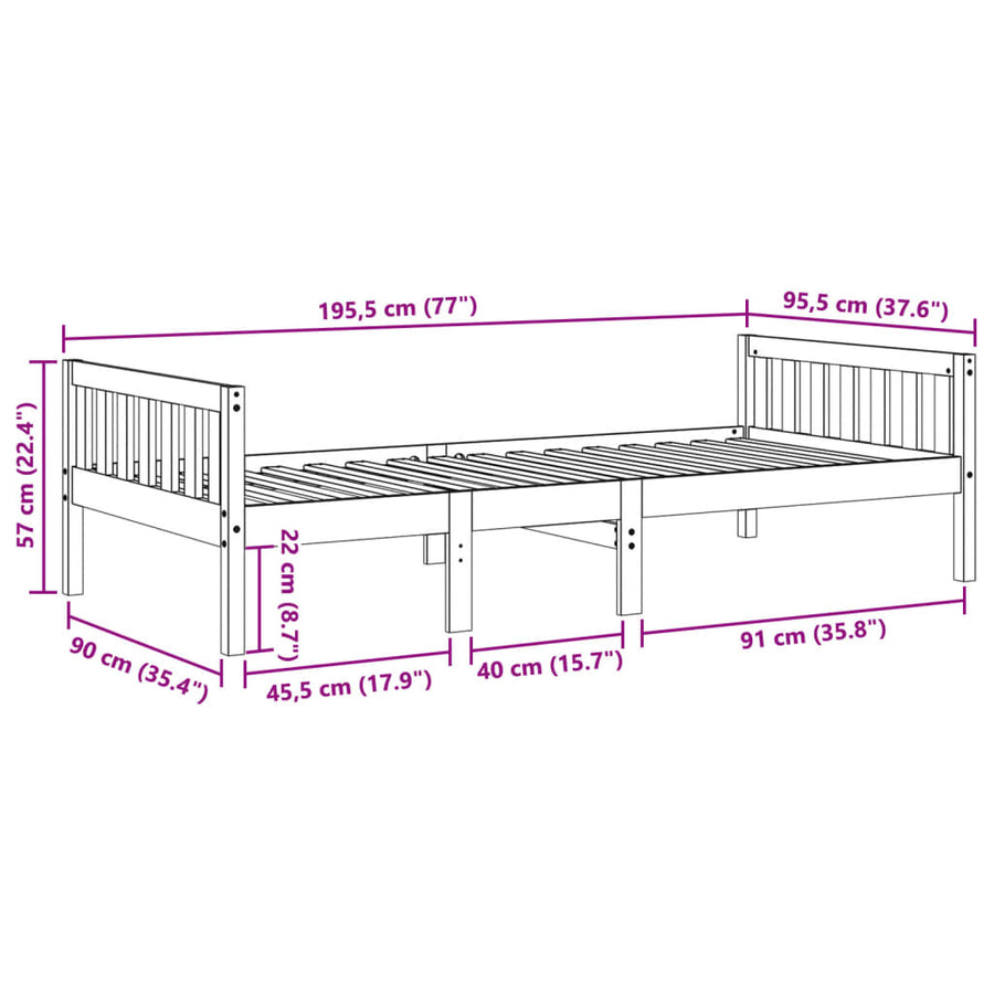Kinderbed zonder matras massief grenenhout wasbruin 90x190 cm