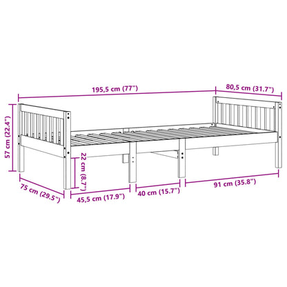 Kinderbed zonder matras massief grenenhout 75x190 cm