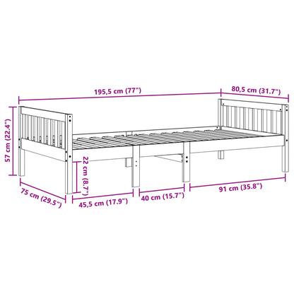 Kinderbed zonder matras massief grenenhout wit 75x190 cm