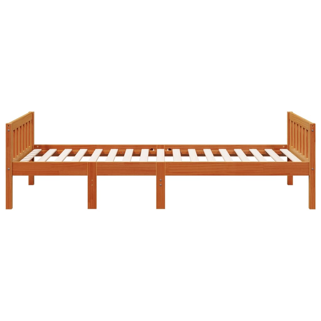 Kinderbed zonder matras massief grenenhout wasbruin 75x190 cm