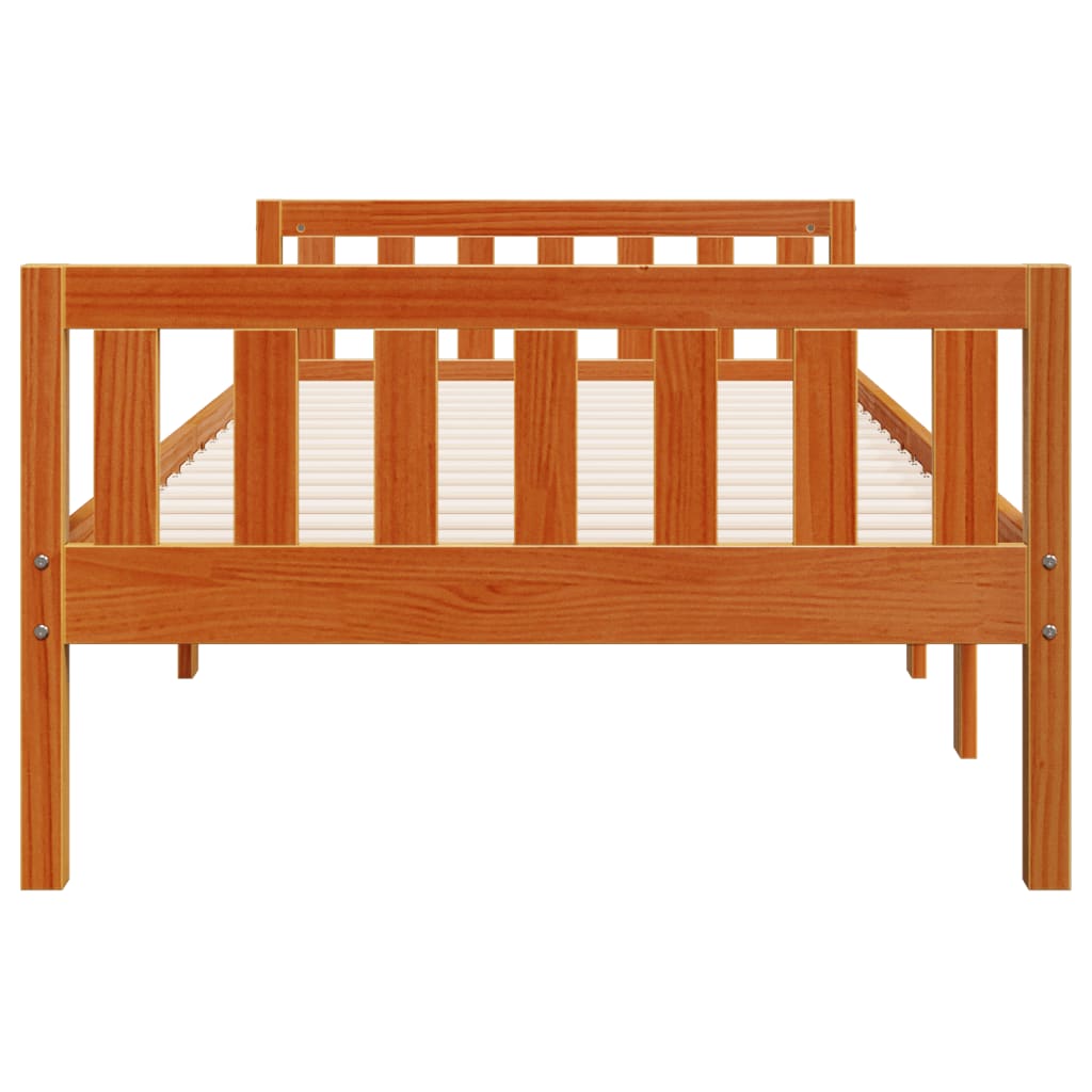 Kinderbed zonder matras massief grenenhout wasbruin 75x190 cm