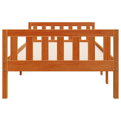 Kinderbed zonder matras massief grenenhout wasbruin 75x190 cm