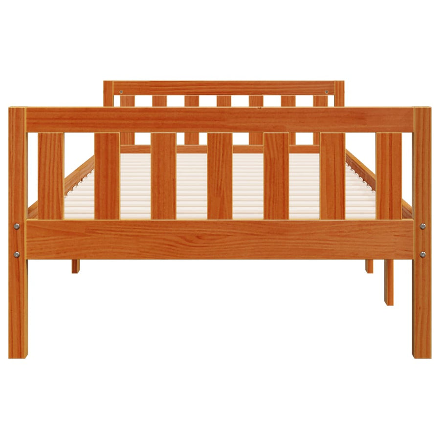 Kinderbed zonder matras massief grenenhout wasbruin 75x190 cm