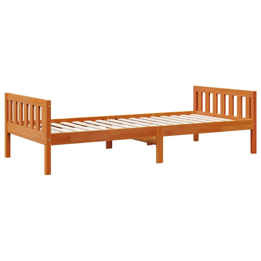 Kinderbed zonder matras massief grenenhout wasbruin 75x190 cm