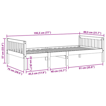 Kinderbed zonder matras massief grenenhout wasbruin 75x190 cm
