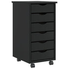 MOSS chest of drawers, movable, solid pine, black