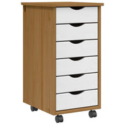 Ladekast verrijdbaar massief grenenhout 34x39x65.5 cm honingbruin