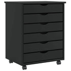 MOSS Chest of Drawers, Mobile, Solid Pine, Black