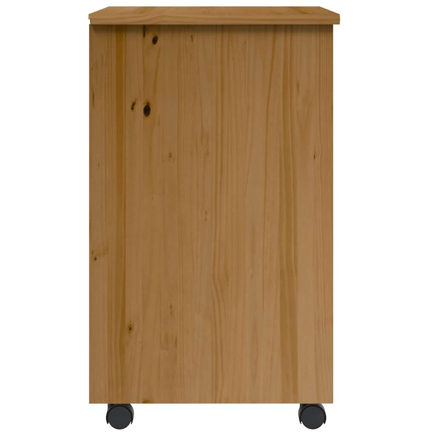 Ladekast Moss Verrijdbaar Massief Grenenhout Honingbruin En Wit 53 x 39 x 65.5 cm