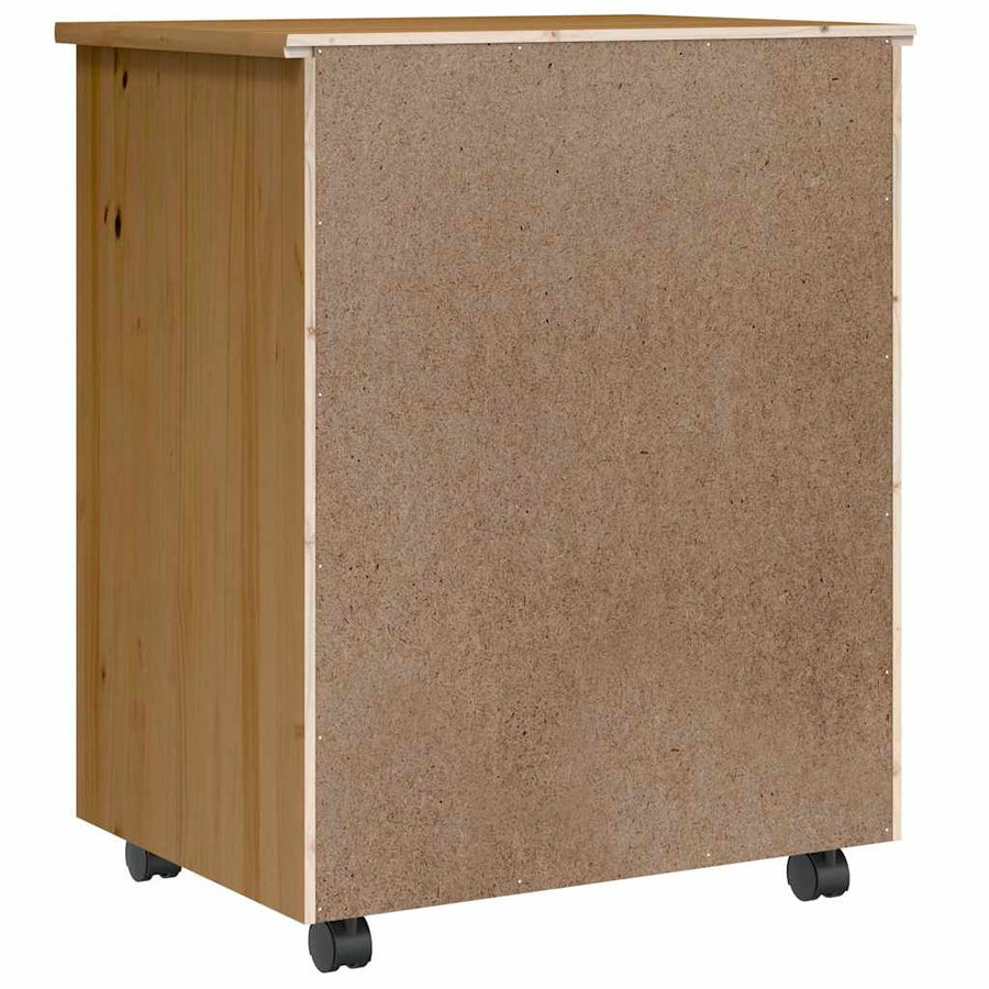 Ladekast Moss Verrijdbaar Massief Grenenhout Honingbruin En Wit 53 x 39 x 65.5 cm