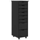 Chest of drawers MOSS movable solid pine black