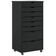Ladekast Moss massief grenenhout zwart 53x39x103 cm