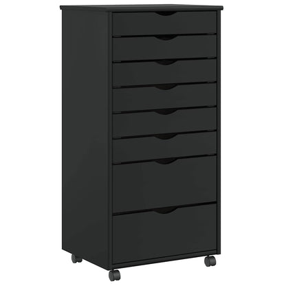 Ladekast Moss Verrijdbaar Massief Grenenhout Zwart 53 x 39 x 103 cm