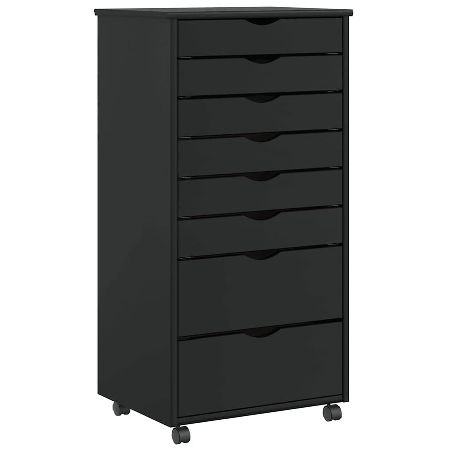 Ladekast Moss Verrijdbaar Massief Grenenhout Zwart 53 x 39 x 103 cm