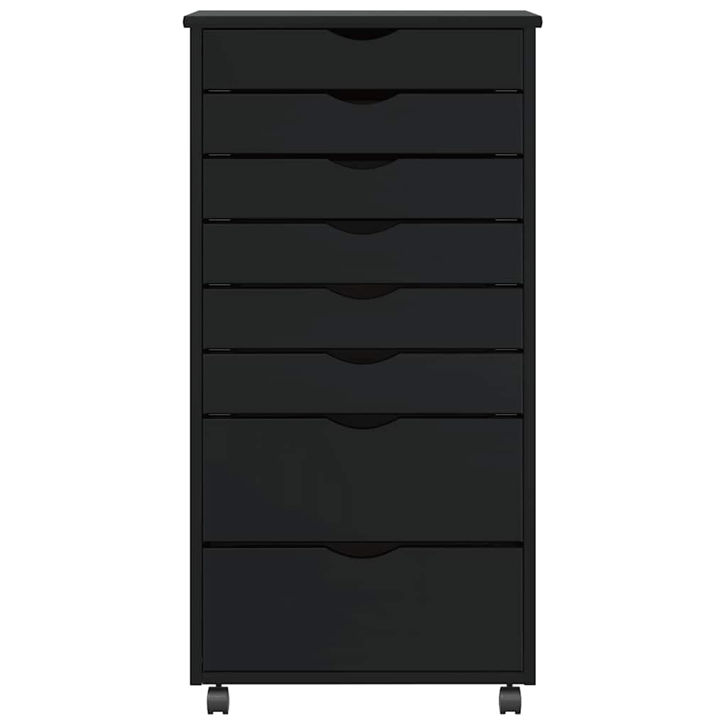 Ladekast Moss Verrijdbaar Massief Grenenhout Zwart 53 x 39 x 103 cm