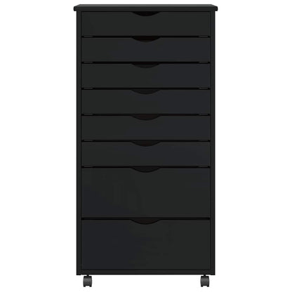 Ladekast Moss Verrijdbaar Massief Grenenhout Zwart 53 x 39 x 103 cm