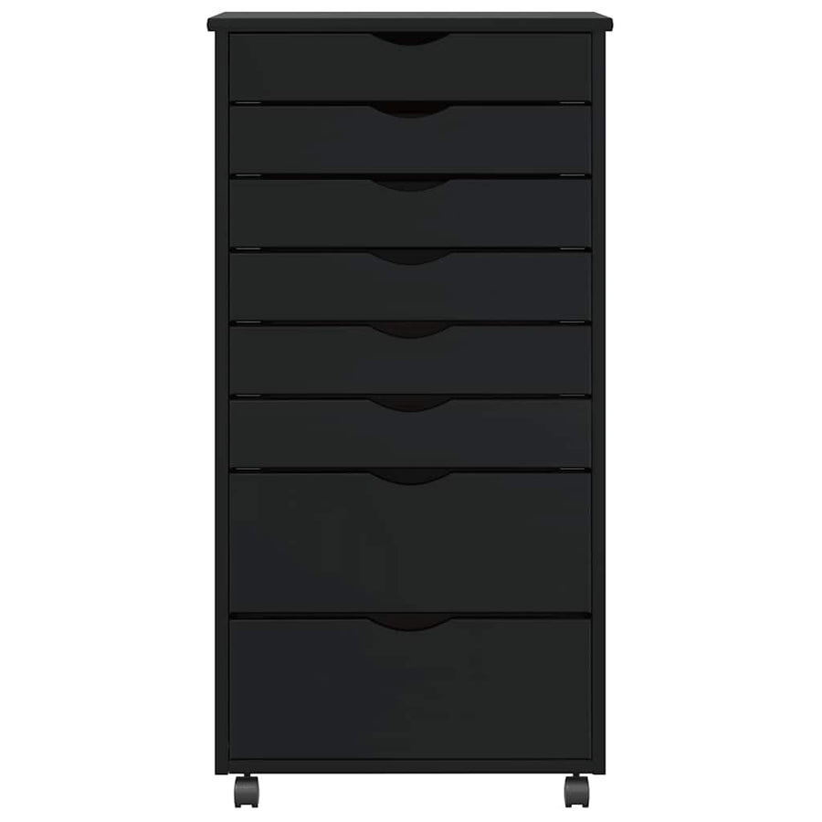 Ladekast Moss Verrijdbaar Massief Grenenhout Zwart 53 x 39 x 103 cm