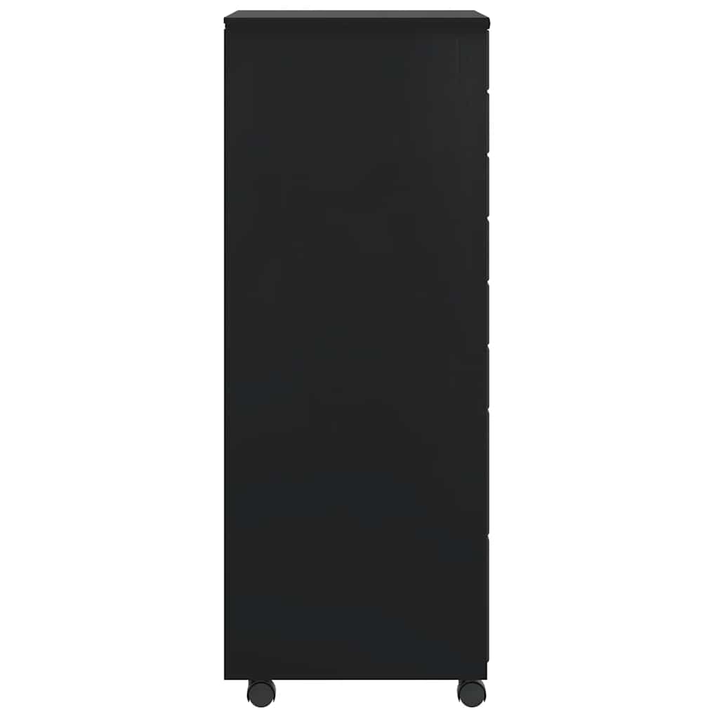 Ladekast Moss Verrijdbaar Massief Grenenhout Zwart 53 x 39 x 103 cm