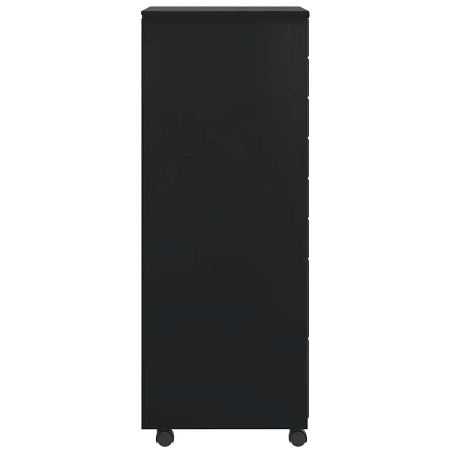 Ladekast Moss Verrijdbaar Massief Grenenhout Zwart 53 x 39 x 103 cm