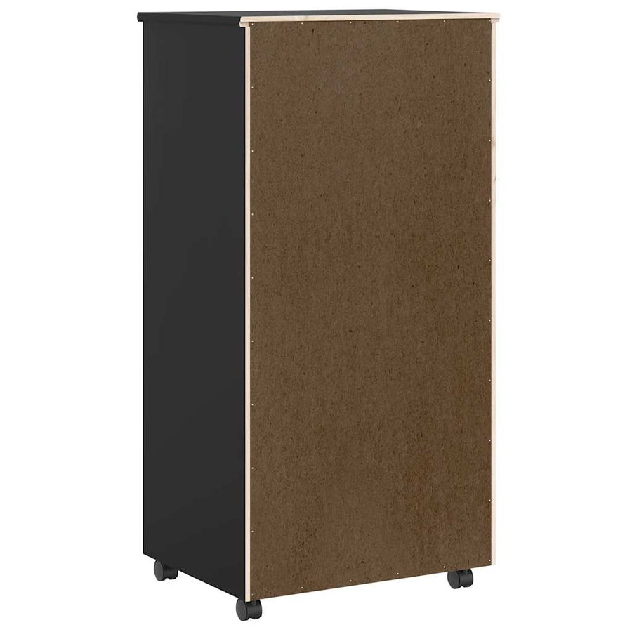 Ladekast Moss Verrijdbaar Massief Grenenhout Zwart 53 x 39 x 103 cm