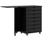 Rolkast met bureau 105.5x39x74.5 cm massief grenenhout zwart