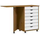 Ladekast met bureau massief grenen honingbruin 105,5x39x74,5 cm