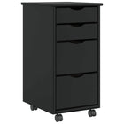 Chest of drawers MOSS movable solid pine black