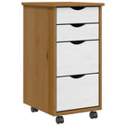 MOSS chest of drawers, mobile, solid pine, honey brown