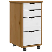 Ladekast verrijdbaar massief grenenhout 34x39x65.5 cm honingbruin